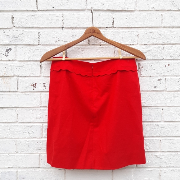 J. Crew Wool Mini Skirt Red Scallop size 8 - Picture 7 of 7
